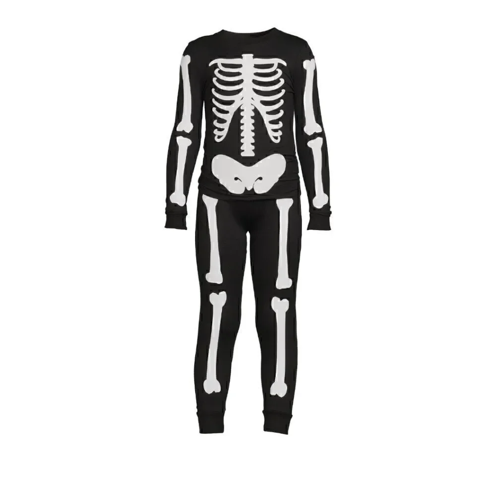 Copy. Nwt Kids Glow In The Dark Halloween Skeleton 2 Piece Pajama Set